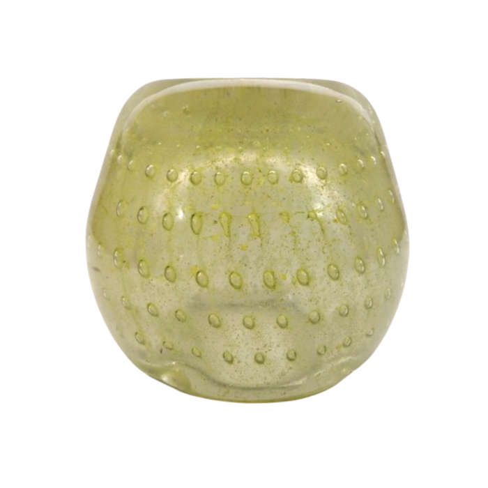 Murano Lime Green Bubble Inclusion Ashtray Bowl