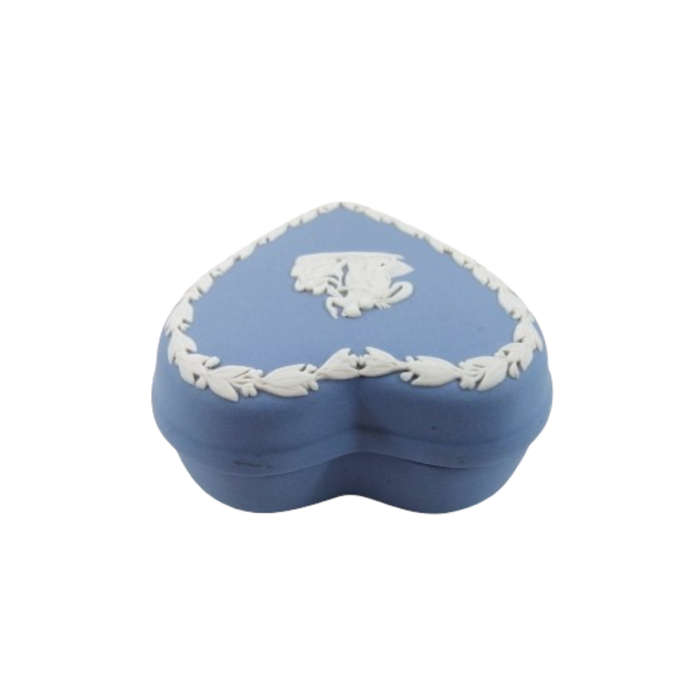 Wedgwood Blue Jasper Heart Shape Trinket Pot
