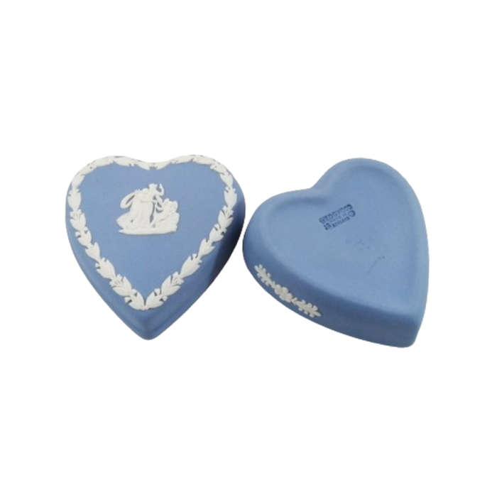 Wedgwood Blue Jasper Heart Shape Trinket Pot