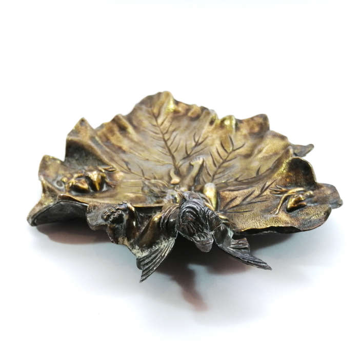 French Antique Brass Beautiful Naiad Lady Vide Poche, trinket dish