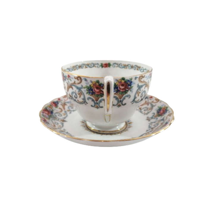 Tuscan Burgundy `Orleans` Teacup Trio Set - High Tea at Home