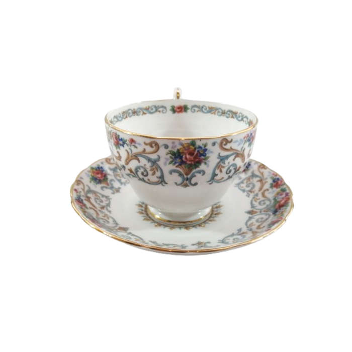 Tuscan Burgundy `Orleans` Teacup Trio Set - High Tea at Home