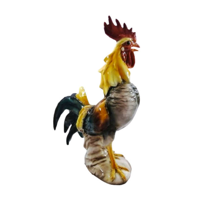 Large Colorful Ceramic Rooster Figure Statue