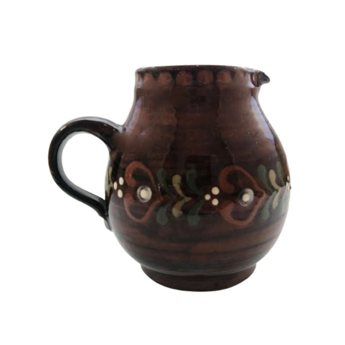 Large Brown Glazed Pottery Jug Pitcher