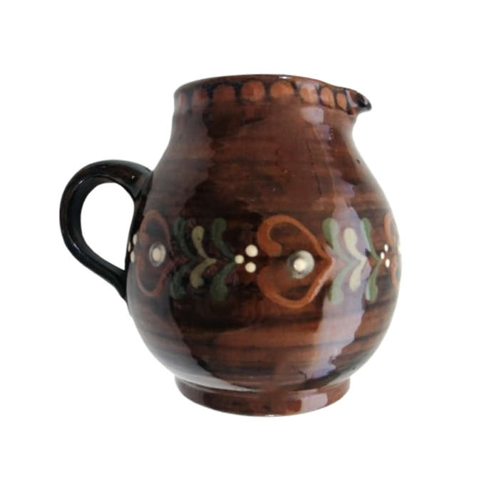 Large Brown Glazed Pottery Jug Pitcher