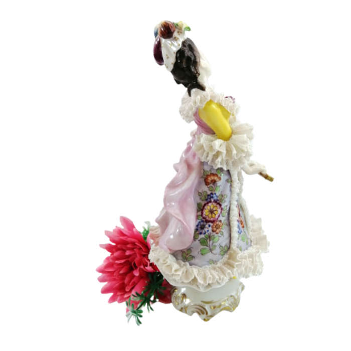 Antique Dresden Germany Volkstedt Lace Porcelain Figurine