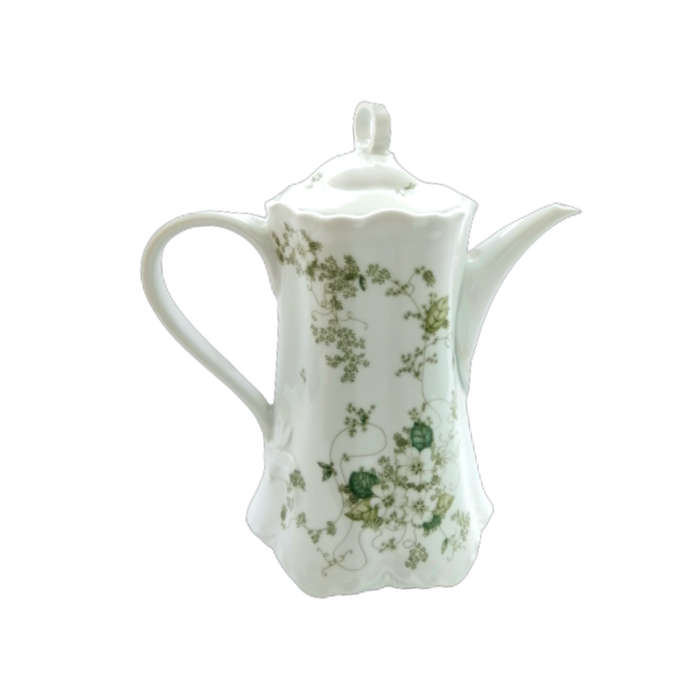 Hutschenreuther Vintage German White with Green Flowers Coffee Pot