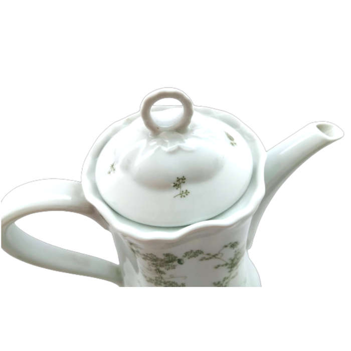 Hutschenreuther Vintage German White with Green Flowers Coffee Pot
