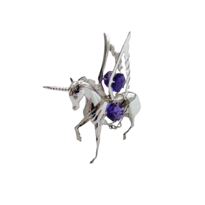 Silver Mythical Unicorn Ornament with Violet Swarovski®