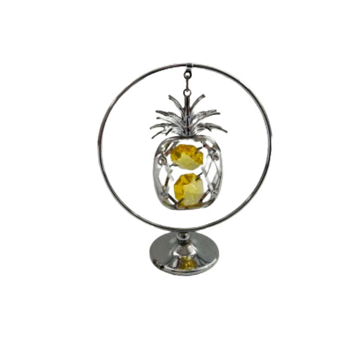 Silver Colored Swinging Pineapple Ornament with Yellow Swarovski®