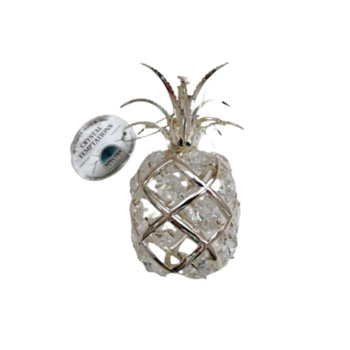 Crystal Temptation Silver Colored Pineapple Ornament with Clear Spectra Crystals