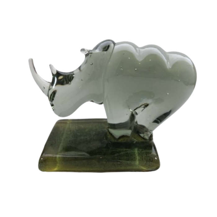 Ngwenya Handmade Huge Rhino Bookend 100% recycled glass