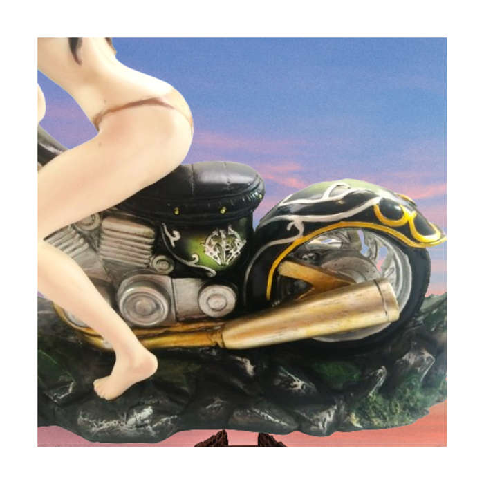 StealStreet SS-G-91649 Huge Green & Orange Winged Sexy Spring Fairy on Motorcycle Figurine