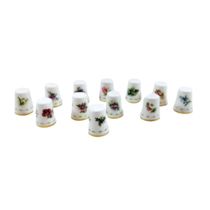Royal Albert Flower of the Month Full Set Thimbles on Stand Boxed