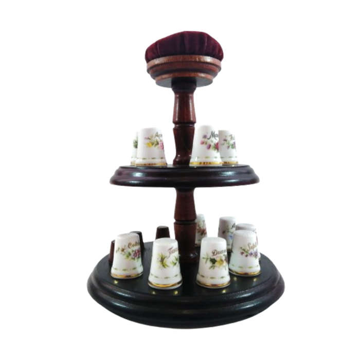 Royal Albert Flower of the Month Full Set Thimbles on Stand Boxed