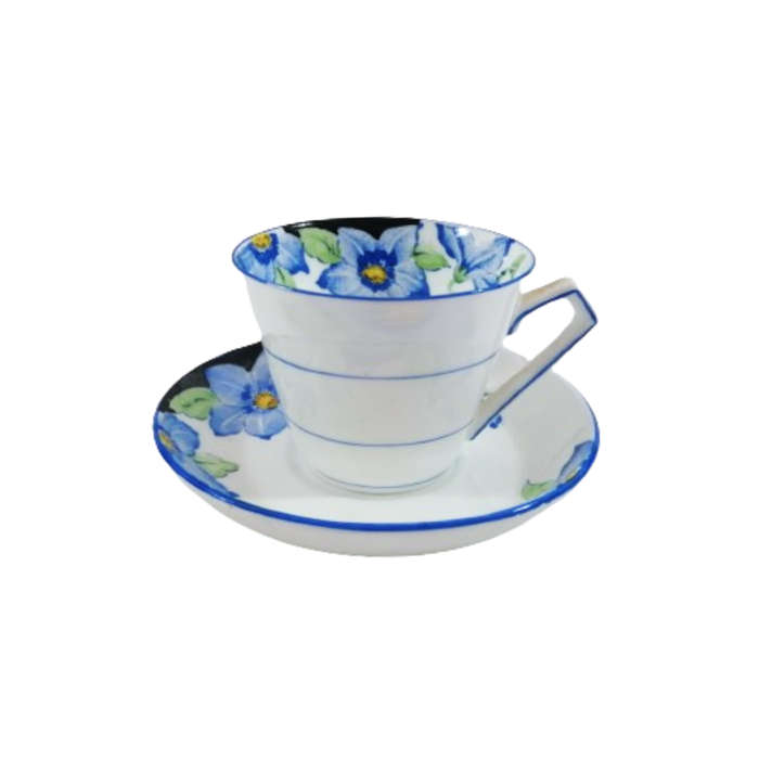 Art Deco Gladstone Duo Blue Flower Cup and Saucer
