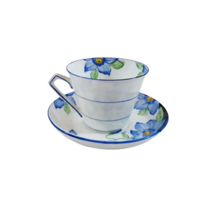 Art Deco Gladstone Duo Blue Flower Cup and Saucer