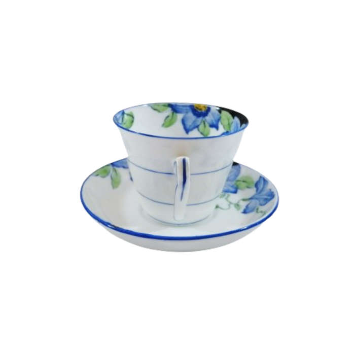 Art Deco Gladstone Duo Blue Flower Cup and Saucer