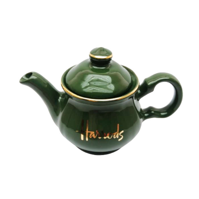 Harrods store England Hunter Green Ceramic small mini Teapot