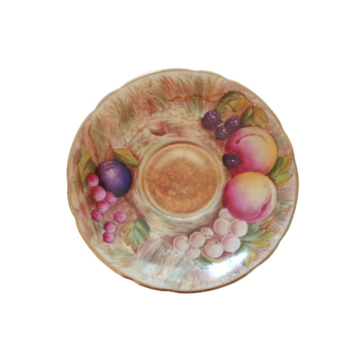 Aynsley Hand Painted Orchard Gold Fruit Cup and Saucer . Signed D. Jones.