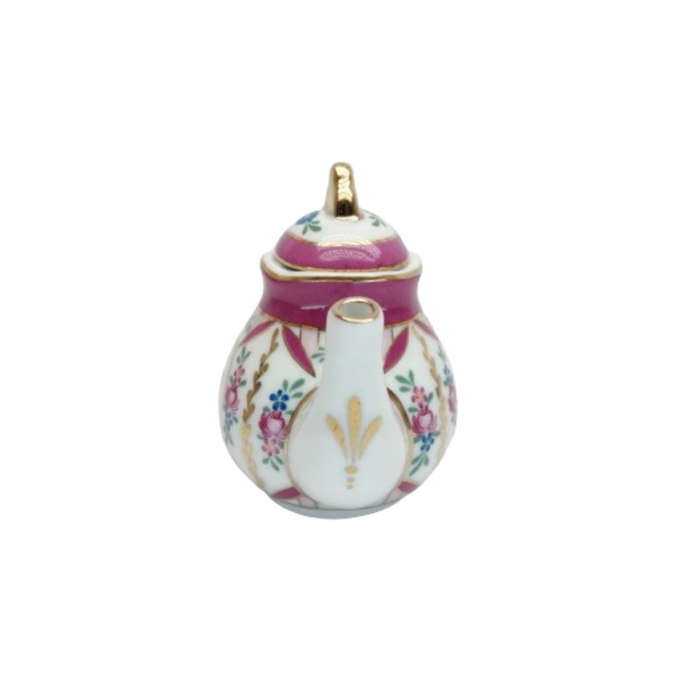 Pretty Miniature Teapot pink and gold detail