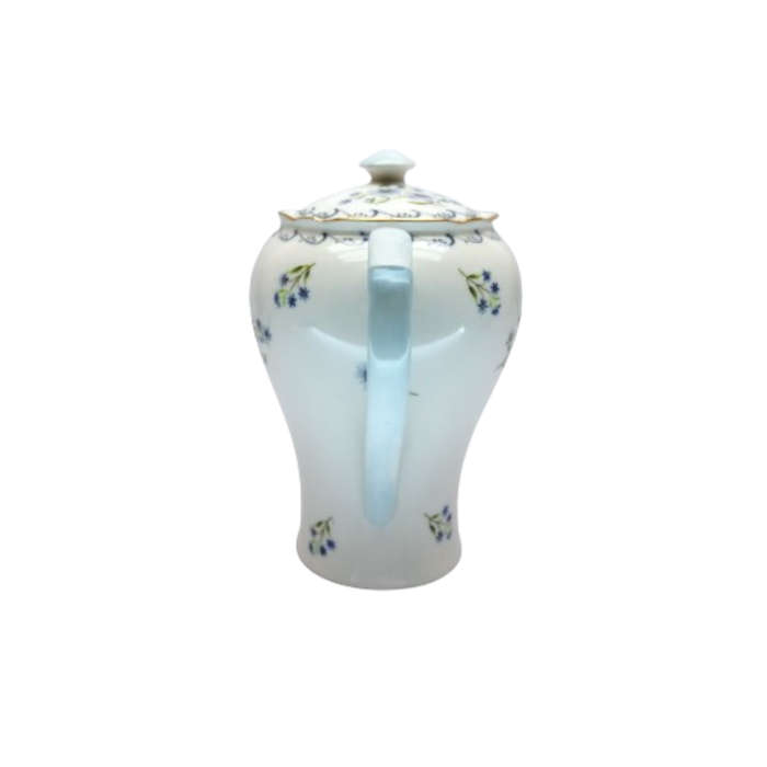 Shelley Coffee Pot white with blue flowers Blue Rock