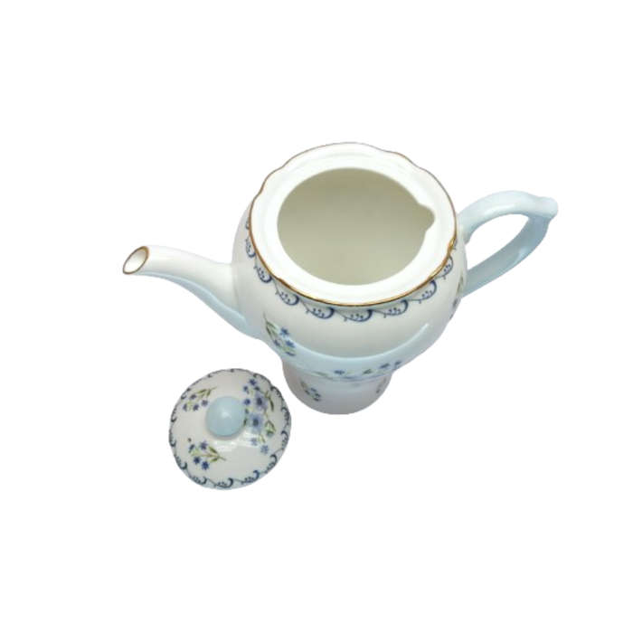 Shelley Coffee Pot white with blue flowers Blue Rock
