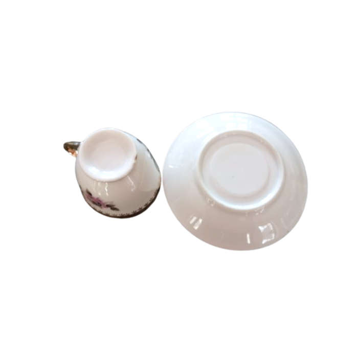 English Fine Bone China Rose Cup and Saucer Duo