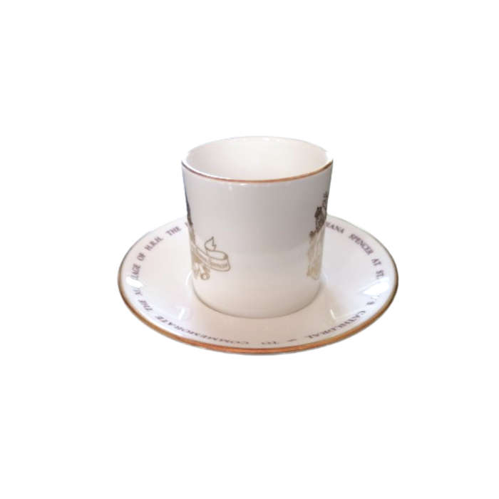 Royal Worcester Coffee Cup & Saucer To Commemorate Charles & Diana Wedding
