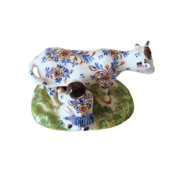 Delft Polychrome Cow and Milkmaid Porceleyne Lampetkan 1778-1811