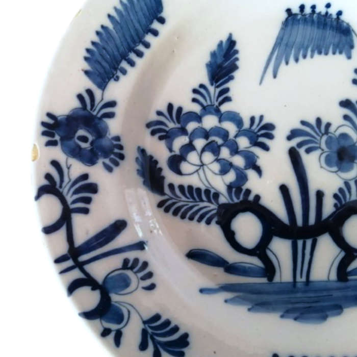 Holland Delft Antique c18th Decorative Wall Plate Hand Painted