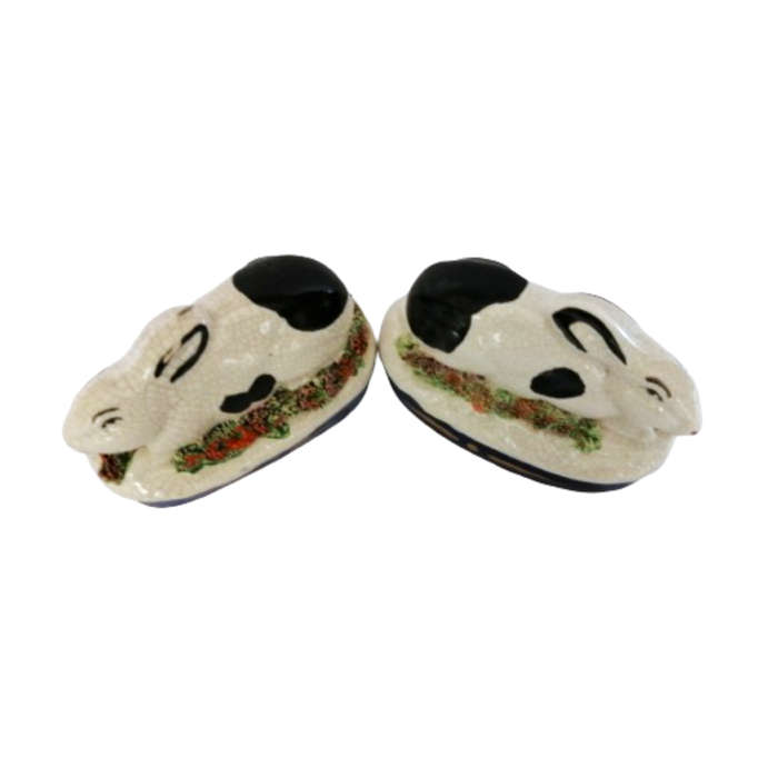 Staffordshire Style pair of Old Rabbits Hares