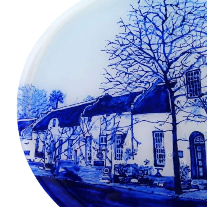 Large Delft Dutch House Glass Plate By J.Anderson