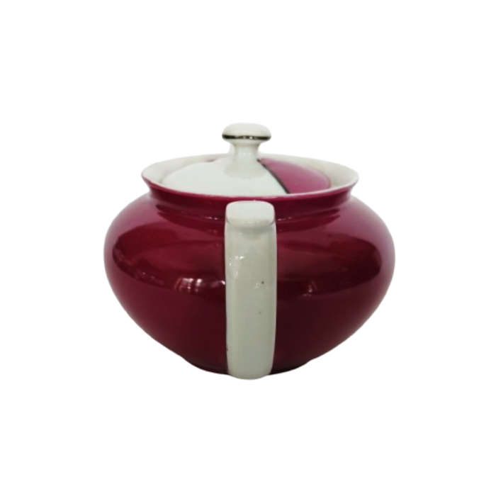 Protea China Tea Pot Burgundy on white