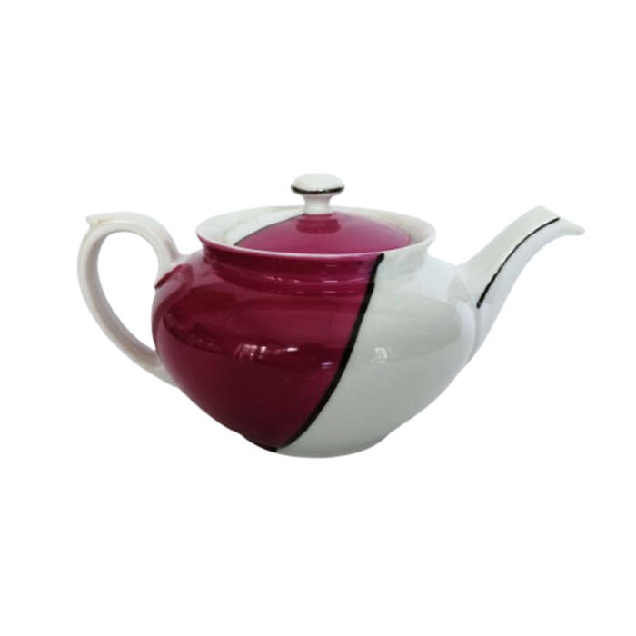 Protea China Tea Pot Burgundy on white