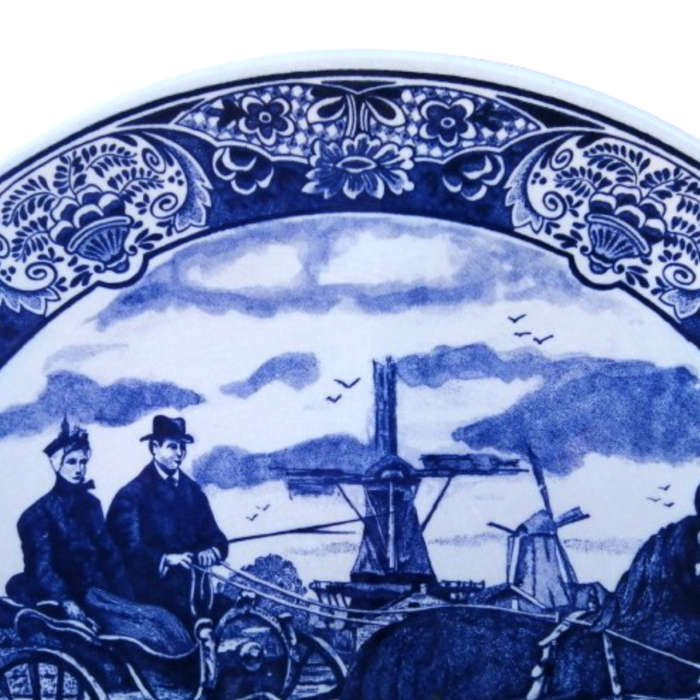Delft Chemkefa Delfts Blauw Horse and cart Windmill ceramic wall hanging plate