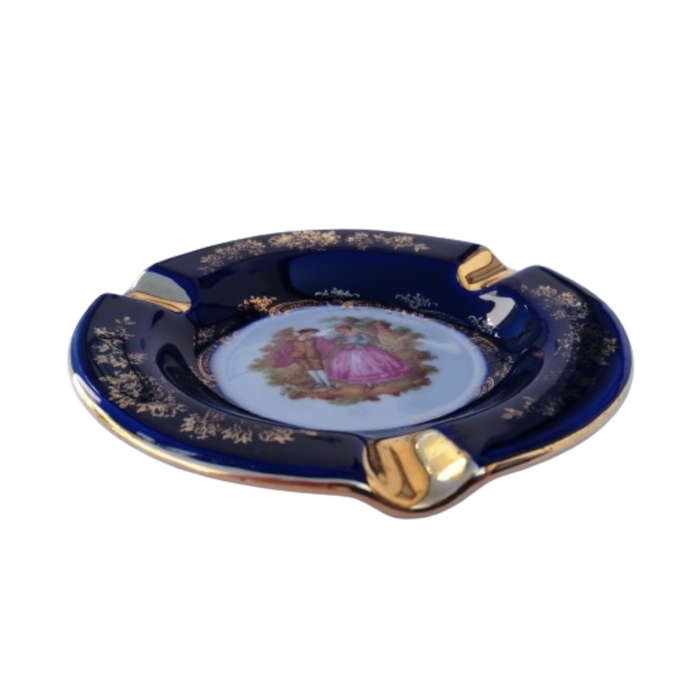 Limoges Porcelaine Cobalt Blue and 22k Gold oval dish
