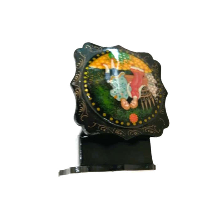 Russian Black lacquer Courting Couple Trinket box