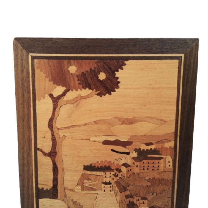 Retro Wall Art Marquetry Picture Handmade Wooden Picture