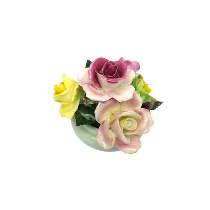 Adderley Bone China Floral Green Vase of Flowers Roses