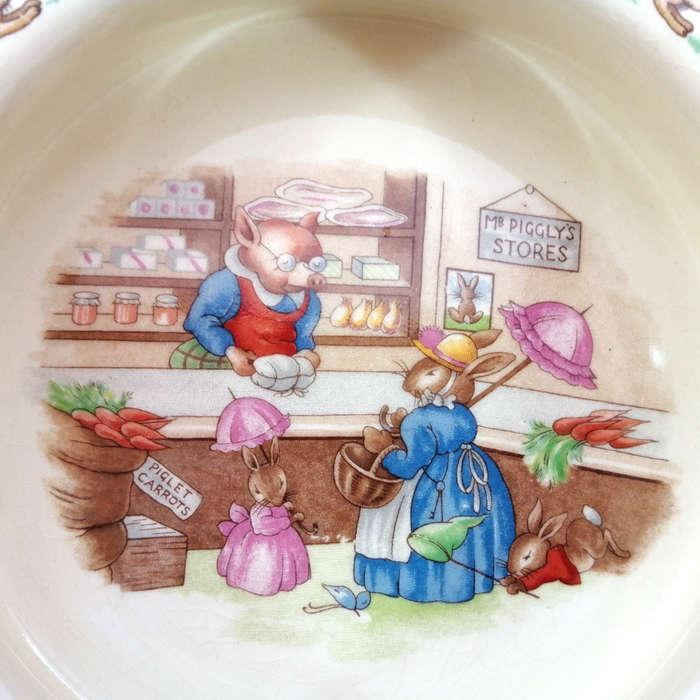 Royal Doulton Bunnykins Porridge Bowl  Mrs Rabbit Shopping