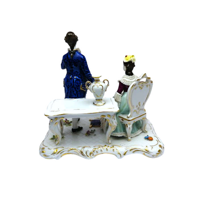 German Dresden Lace Porcelain Figurine Couple