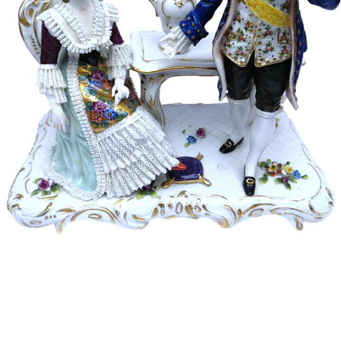 German Dresden Lace Porcelain Figurine Couple
