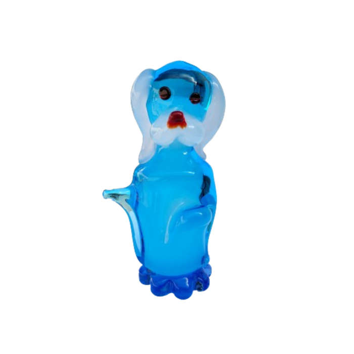 Murano vintage Art Glass Blue Sitting Dog
