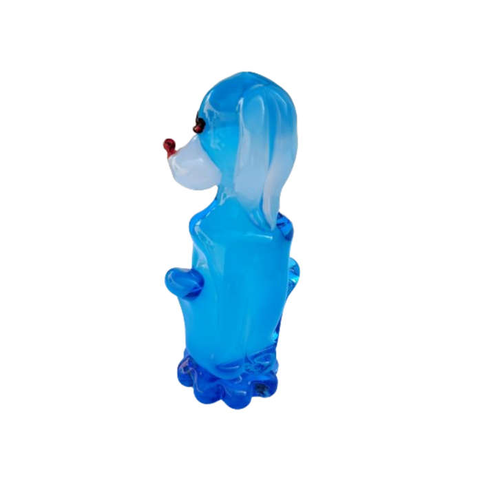 Murano vintage Art Glass Blue Sitting Dog