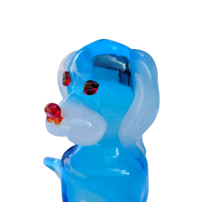 Murano vintage Art Glass Blue Sitting Dog