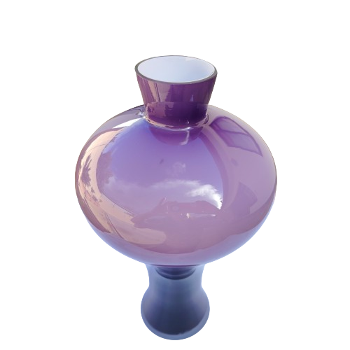 Amethyst Purple Glass Vase with Milk White interior