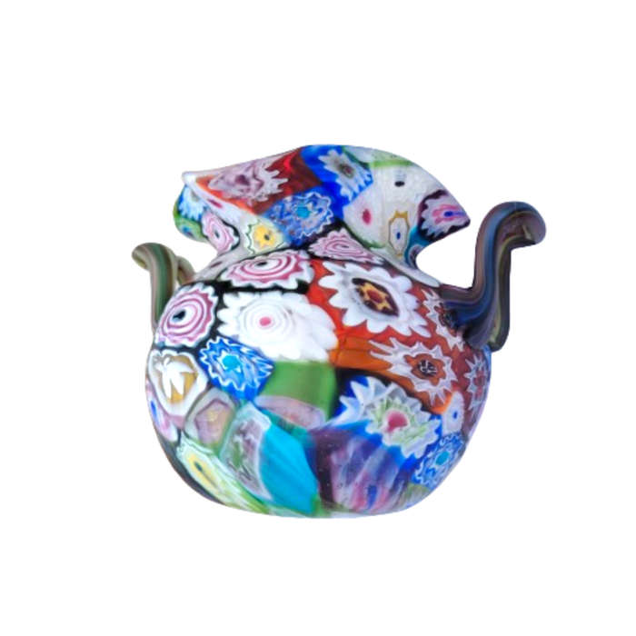 Murano Multicoloured Millefiori Fratelli Toso Vase with Handles