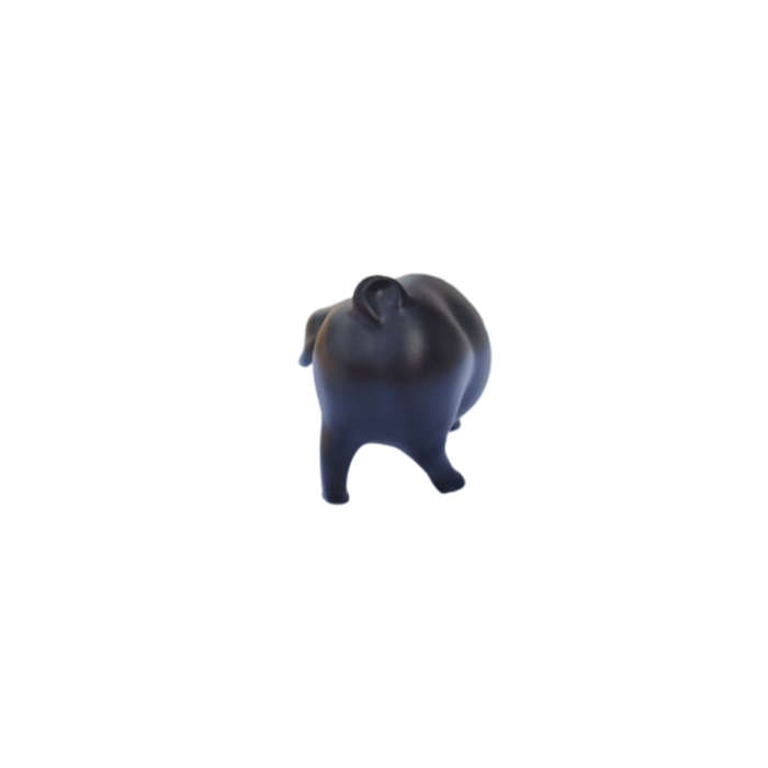Vintage Royal Dux Bohemia Pig Figurine Mat Black