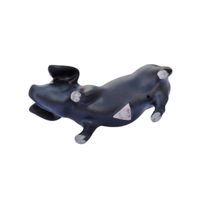 Vintage Royal Dux Bohemia Pig Figurine Mat Black